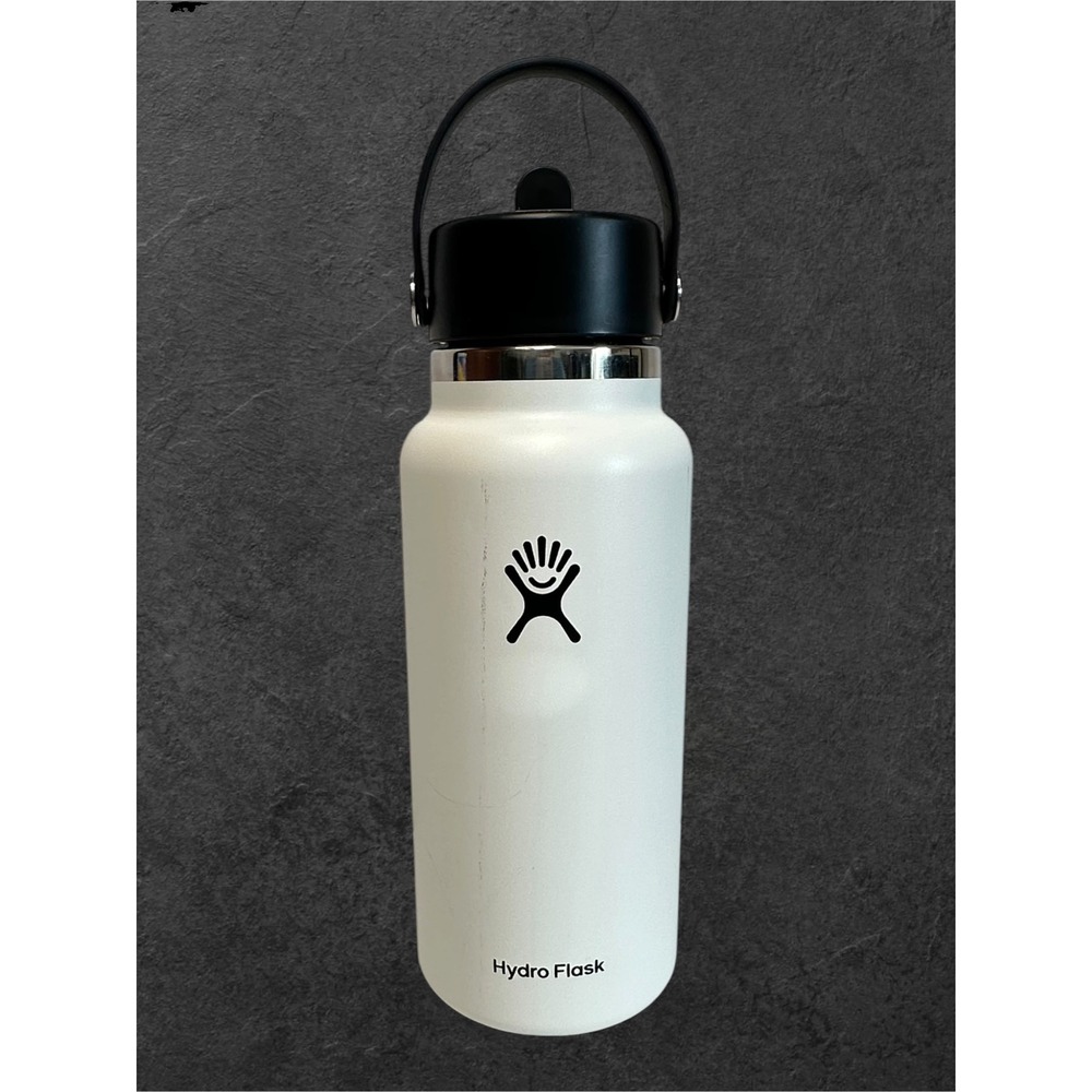 Hydro Flask Water Bottle Unisex 32oz White New Subaru Wide Mouth Flex Straw Cap